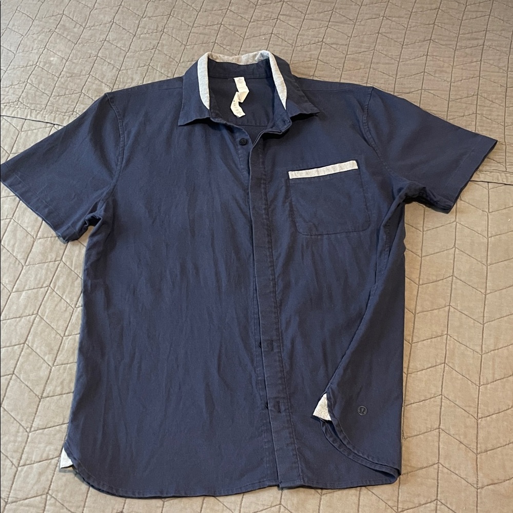 lululemon athletica Dark Blue Casual Button Down Shirt